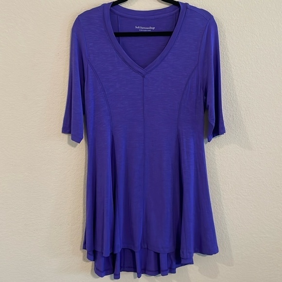 Soft Surroundings Women's Shirt Medium Purple Longline Coastal Grandma Classic - Picture 4 of 15